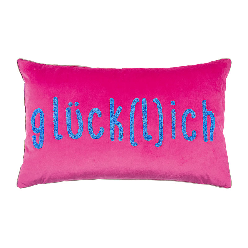 pad Kissenhülle "glück(l)ich" - 30x50cm - Fb. pink