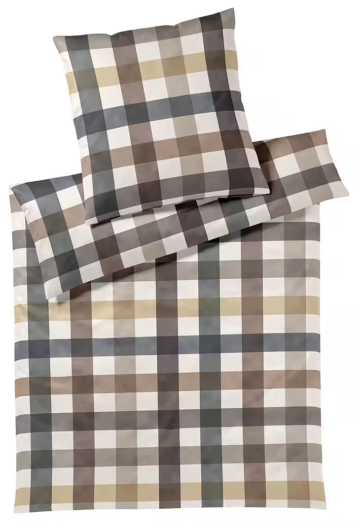 elegante Interlock-Jersey Bettwäsche Kuschel Karo 3610 - Fb. Multi Natur