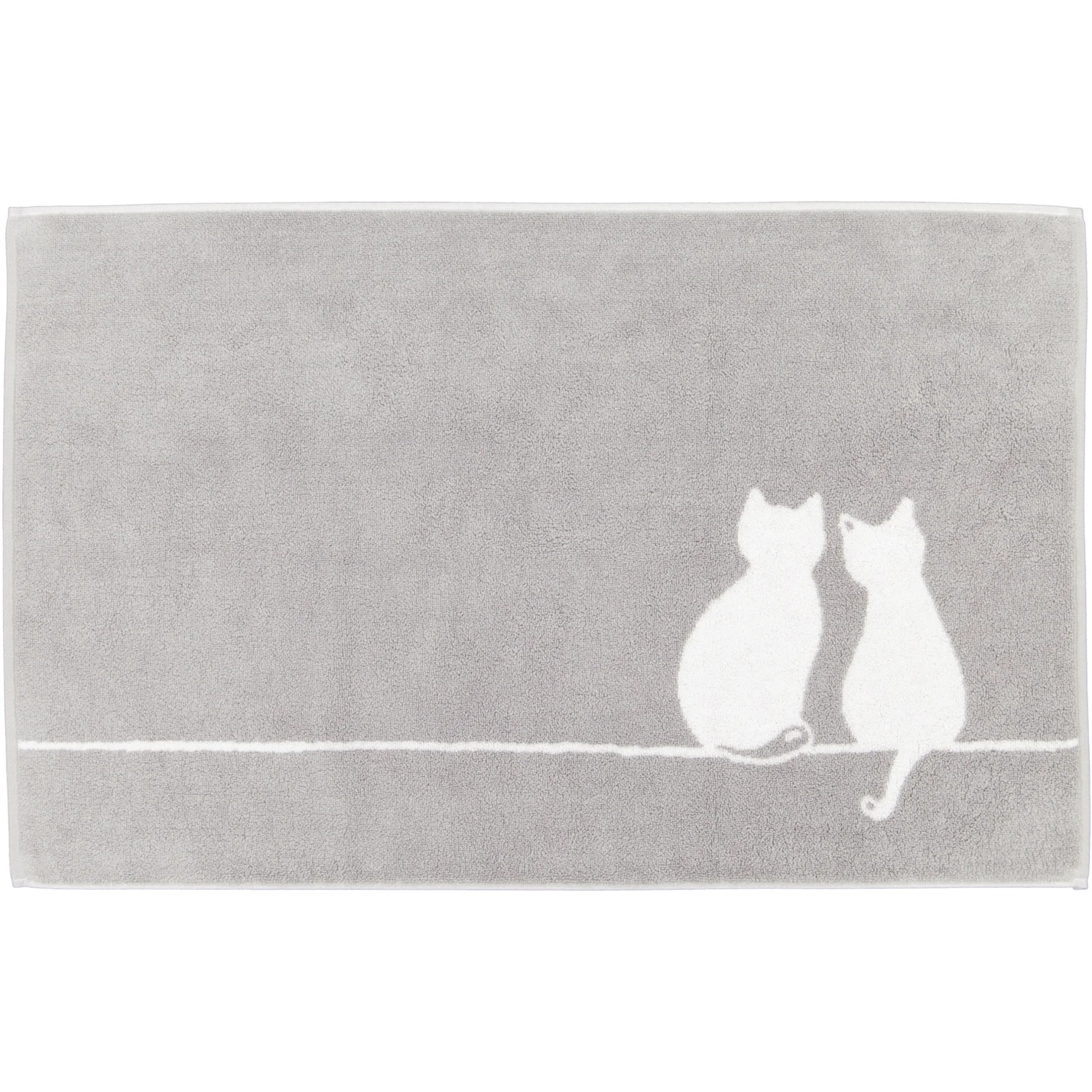 Cawö Badematte You & Me Cute Cats - 50x80cm - Platin/Weiß