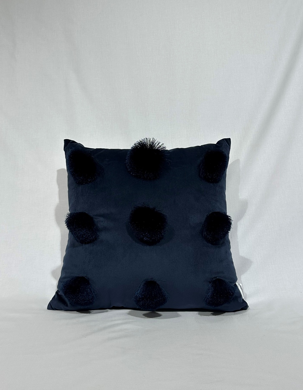 Bettenring Dekokissen Pompoms - 50x50cm - Fb. dunkelblau