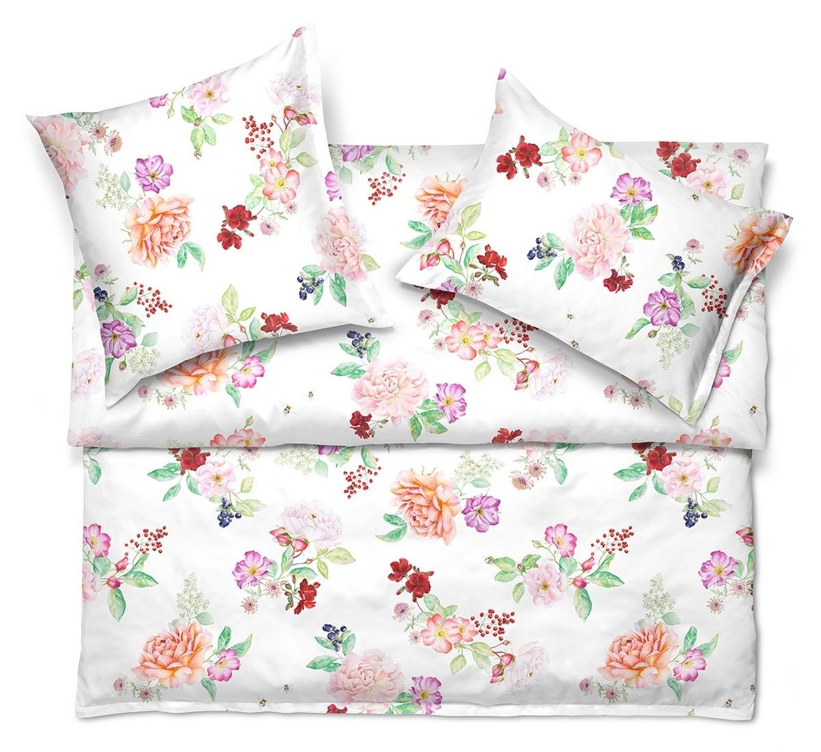 Schlossberg Satin Noblesse Bettwäsche Rosa - Fb. blanc